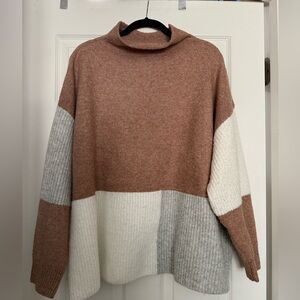 Kaileigh Neutral Colorblock Sweater - 1X